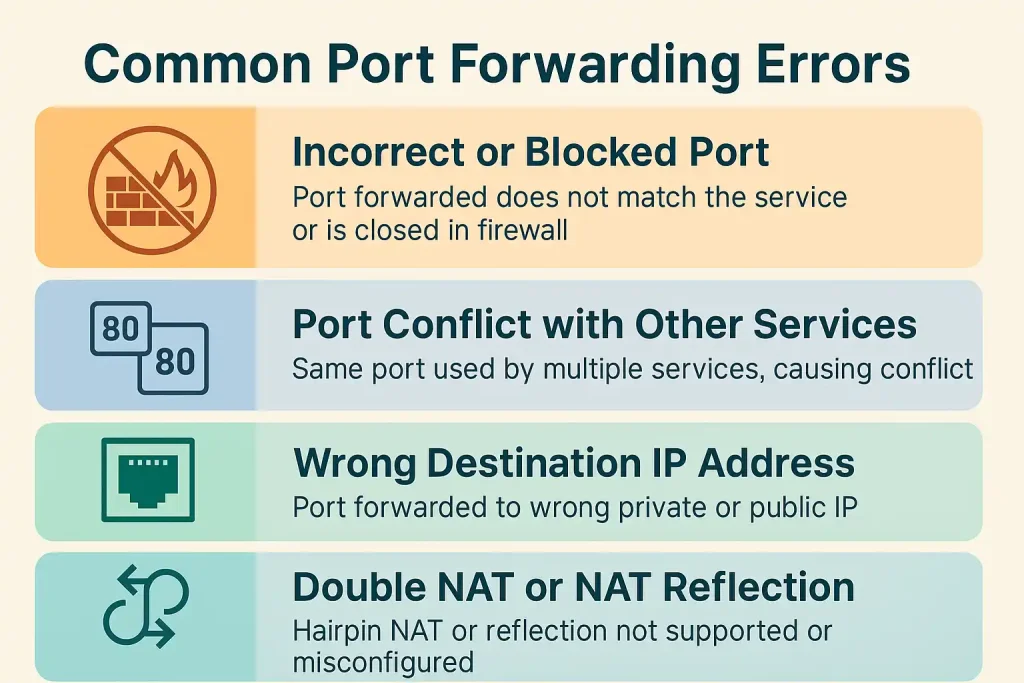 خطاهای رایج port forwarding
