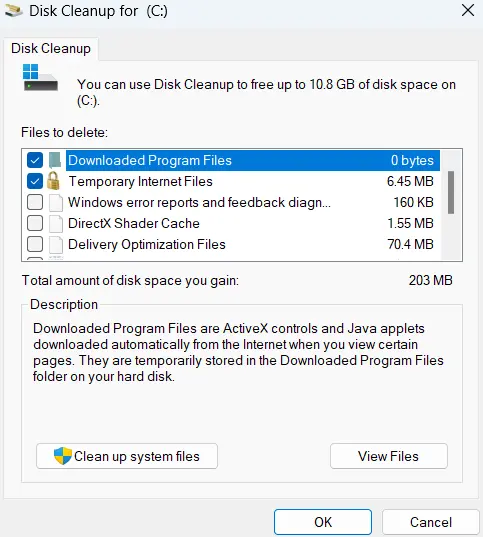 حل مشکل آپدیت ویندوز 11 با disk cleanup