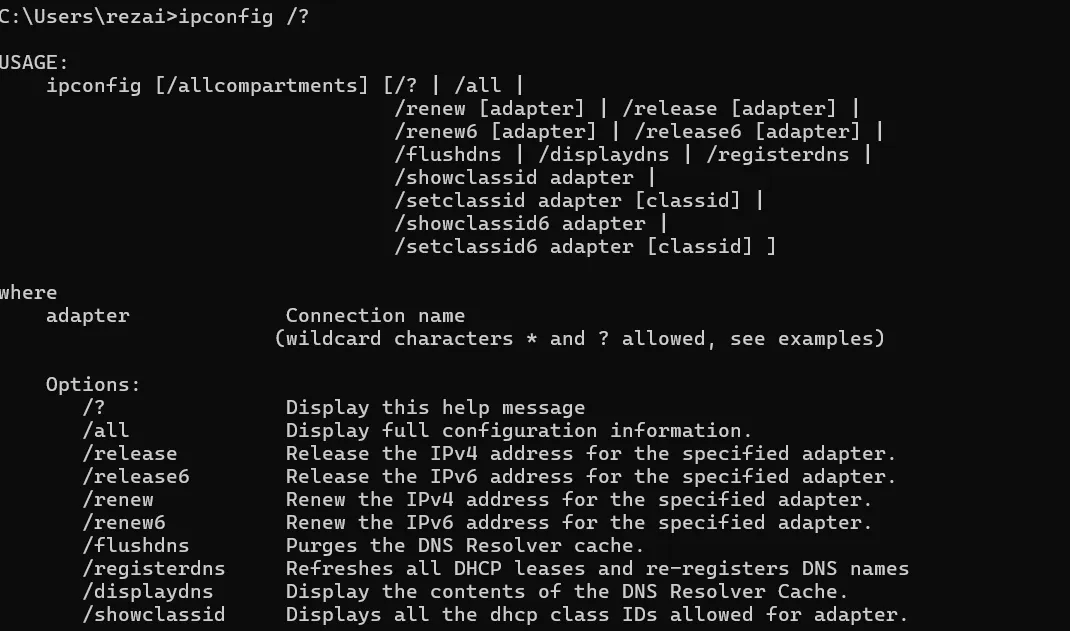 دستورات شبکه در cmd