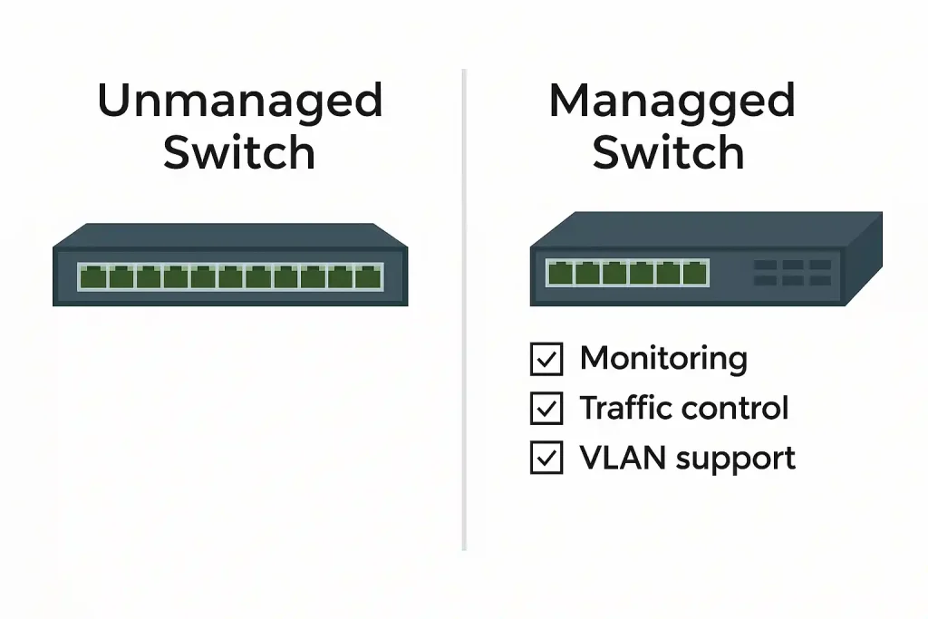 چرا شبکه سازمانی شما کند است؟ دلایل و راهحلهای بهینهسازی سرعت شبکه 2 تفاوت بین سوئیچ های مدیریت شده
