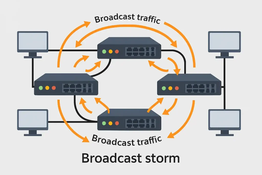 مشکل Broadcast Storm در شبکه سازمانی چیست و چگونه از آن جلوگیری کنیم؟ 4 broadcast storm