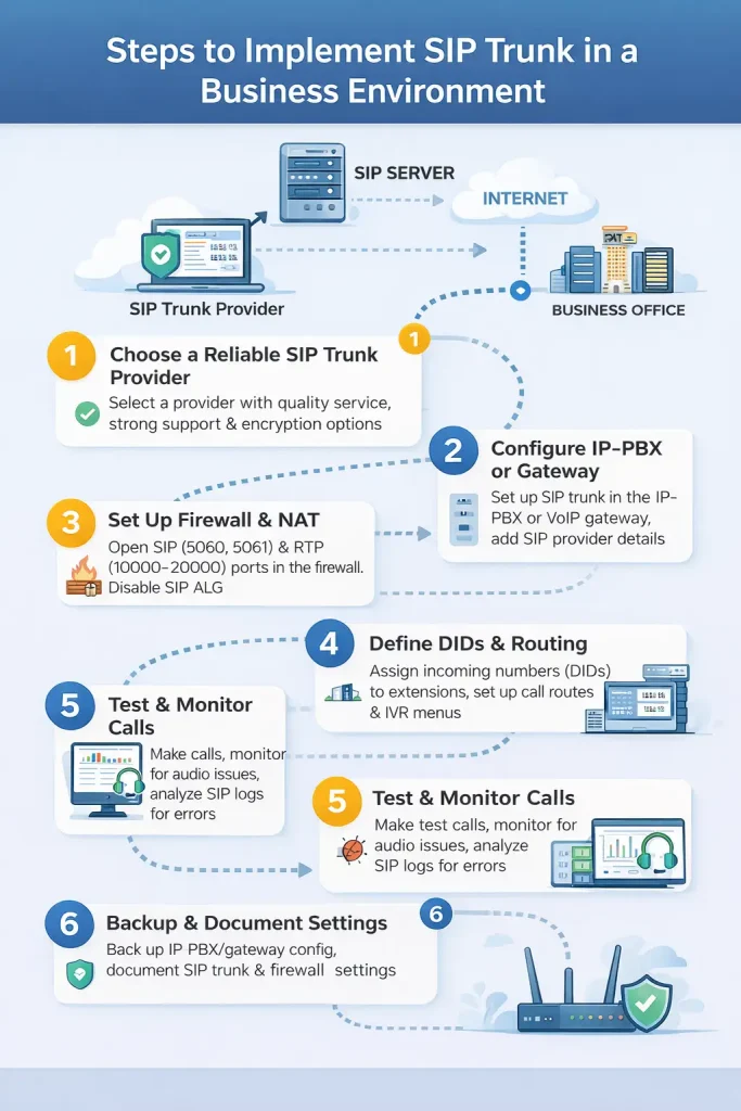 مراحل عملی راه‌اندازی SIP Trunk در محیط سازمانی