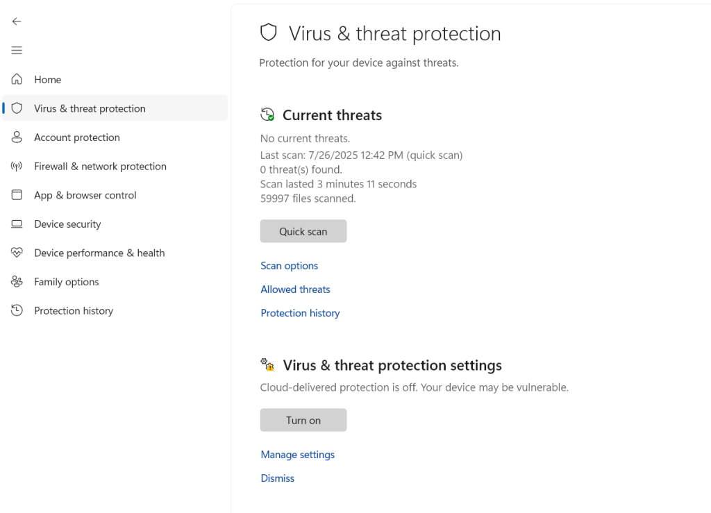 اسکن ویندوز سکیوریتی