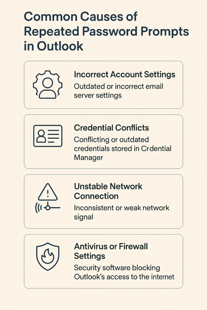 دلایل رایج خطا پسورد اوتلوک