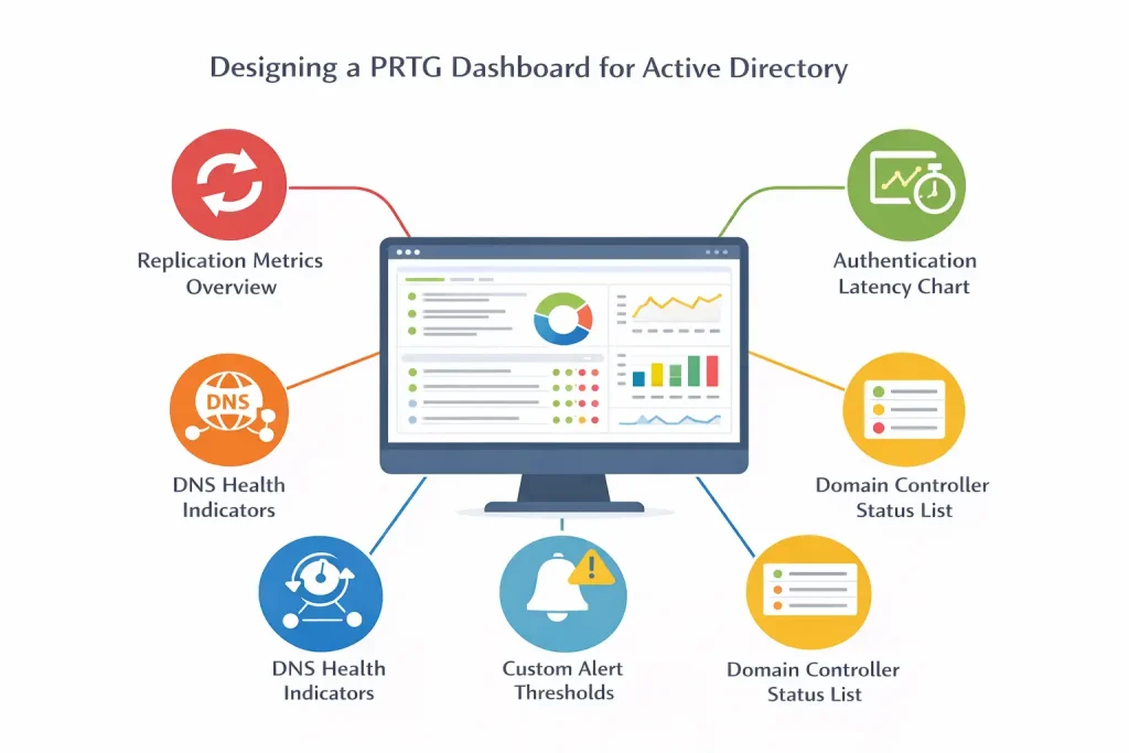 طراحی داشبورد حرفه‌ای PRTG برای Active Directory