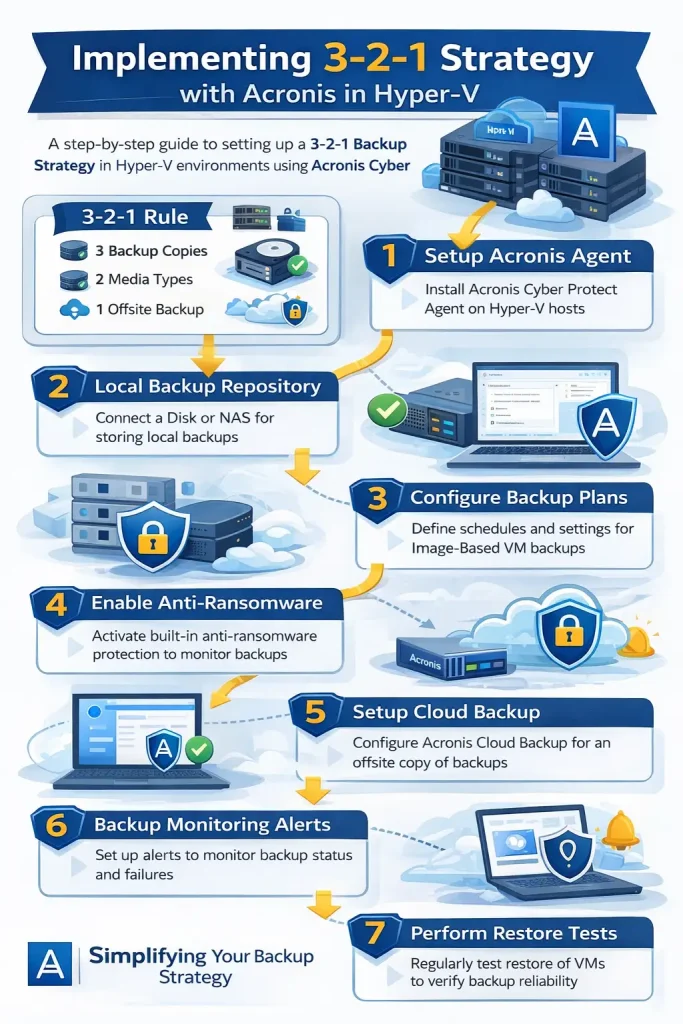 استراتژی پشتیبانگیری ۳-۲-۱ در محیطهای مجازی؛ مقایسه Veeam و Acronis برای حفاظت از دیتاسنتر Hyper-V 3 پیادهسازی استراتژی ۳-۲-۱ با Acronis در Hyper-V
