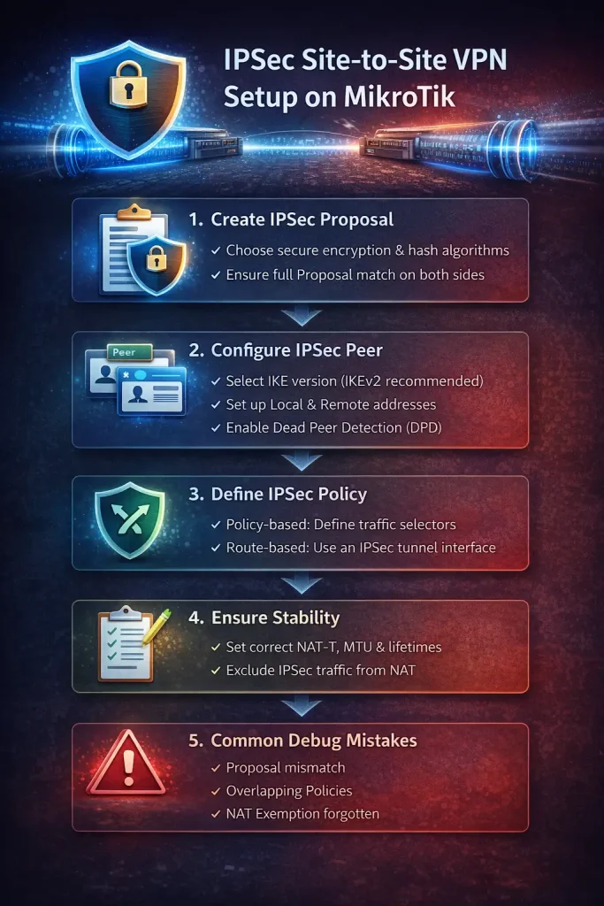 مقایسه IPSec و WireGuard در روترهای Mikrotik و Cisco 3 تنظیم ipsec در میکروتیک