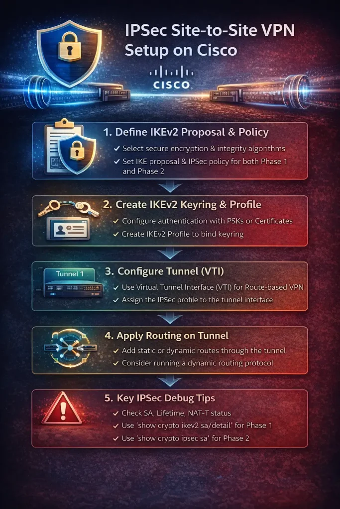 مقایسه IPSec و WireGuard در روترهای Mikrotik و Cisco 4 تنظیم vpn ipsec در cisco