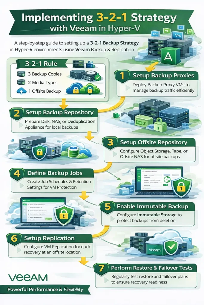 استراتژی پشتیبانگیری ۳-۲-۱ در محیطهای مجازی؛ مقایسه Veeam و Acronis برای حفاظت از دیتاسنتر Hyper-V 2 پیادهسازی استراتژی ۳-۲-۱ با Veeam در Hyper-V