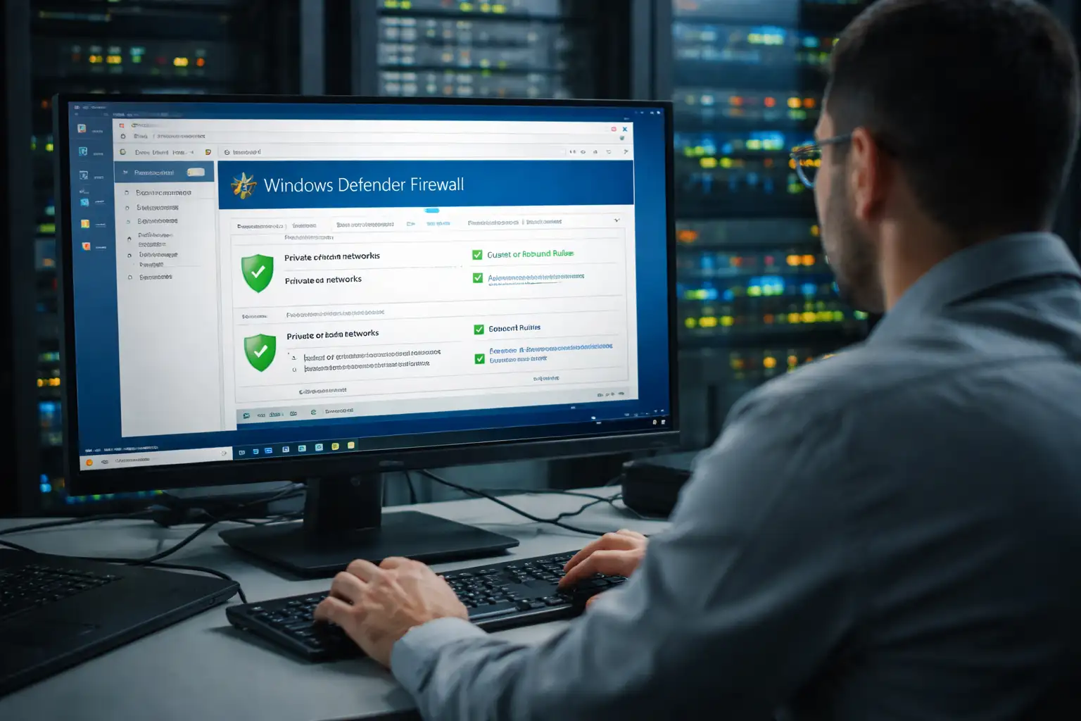 بهینه‌سازی فایروال Windows Defender: کانفیگ پالیسی‌های Inbound و Outbound برای سرویس‌های Application Server